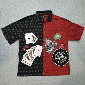 Vintage Chilliwear Casino Button-Up Shirt Red Black Split Design Poker Size XL?
